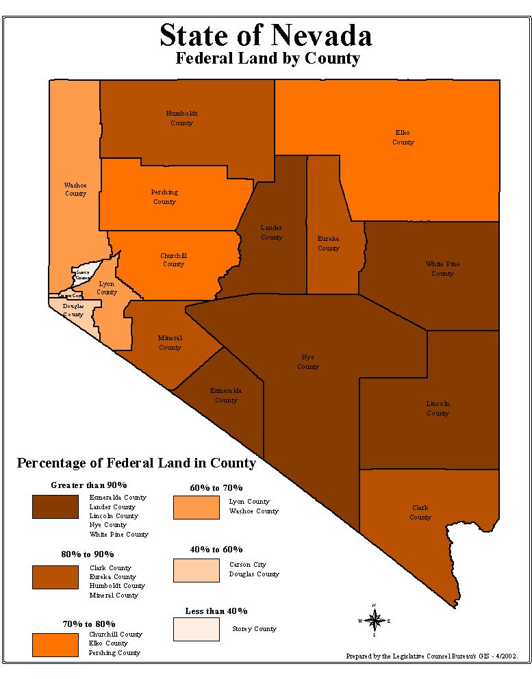 Nevada Land Ownership Map Legislative Committee On Public Lands