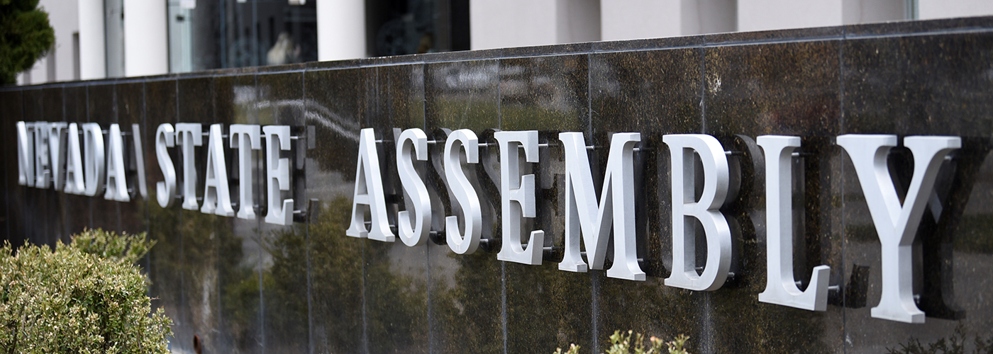 Nevada State Assembly Sign on the Legislature Building